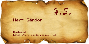 Herr Sándor névjegykártya